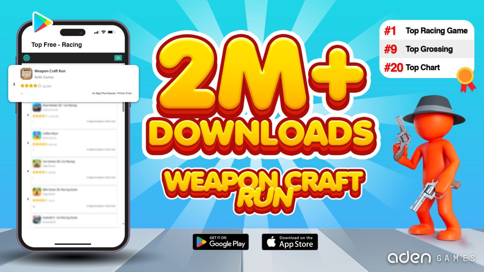 Weapon Craft Run reached #1 on Racing Top Charts